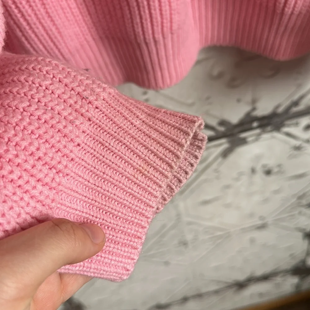 Vintage 80s Pink knit collared sweater - Picture 5 of 6